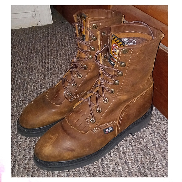 JUSTIN BOOTS MEN'S SIZE 7 1/2 C WORK BOOTS EUC! - Picture 2 of 6